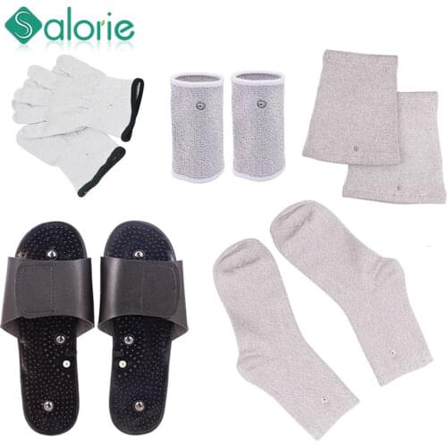 TENS EMS Electrode Electric Massager Accessories Glove Sock Bracer Slipper Cable Conductive Silver Fiber For Body massage pads