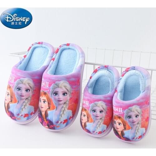 Frozen Disney elsa anna Princess Childrens Cotton Slippers Bag with Girls and Boys parent-child Plus Velvet Cotton Slippers