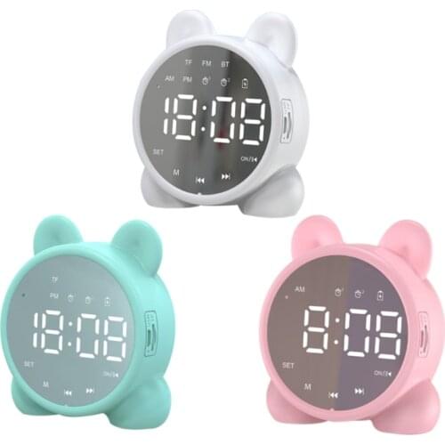 Children Kids Bluetooth Speaker Alarm Clock Sleep Timer Bedside Alarm Clock LCD Digital Display Table Wake-up Clock