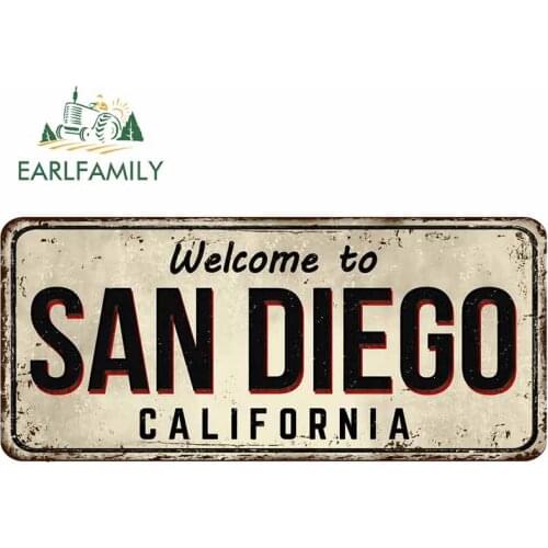 EARLFAMILY 13cm x 5.9cm for Welcome To San Diego Creative Car Sticker DIY Custom Printing Fashion Occlusion Scratch Vinyl Decal
