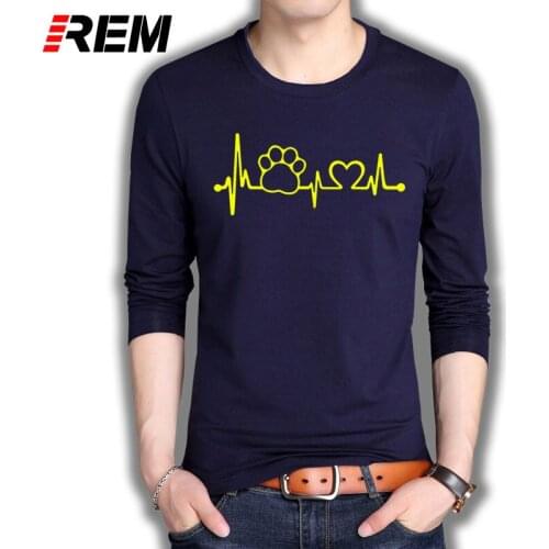 REM Paw Heartbeat Lifeline dog cat men long t shirt Halajuku Casual Funny t shirt For Unisex Lady Girl Top Tees Hipster