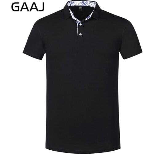 GAAJ Blue and White Porcelain 100% Cotton 170g Mens Polo Shirt Casual Vintage Beach Blouses Menswear Vi Polos Men T918W