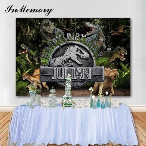InMemory Jurassic World Background Photography Studio for Birthday Boy Customize Photo Backdrops Dinosaur Party Decorations