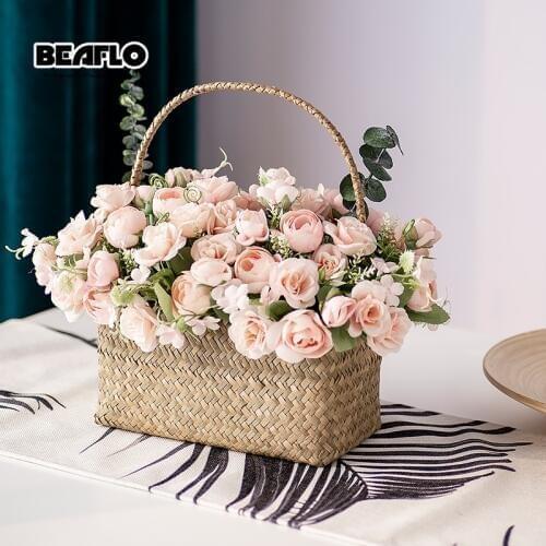 29cm Fake Flowers Tea Rose Bud Silk Flower Bouquet Flower Decoration Home Decor Artificial Flowers For Decoration Home Wedding