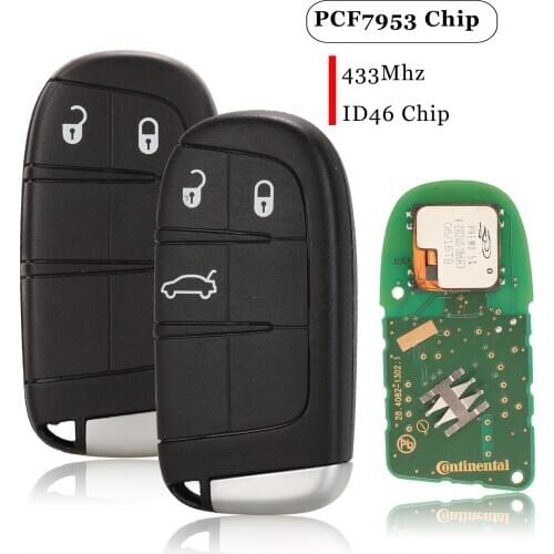 Jingyuqin 5pcs 2/3 Buttons Remote Car Key Fob 433Mhz ID46 Pcf7953 Chip For Fiat Freemont Fiat 500 2015 2016 2017 M3N-40821302