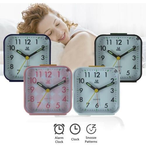 Square Small Bed Compact Travel Quartz Beep Clock Fashion Rabbit Bedside Lamp Green Batteries Music Kit Alarm Clocks