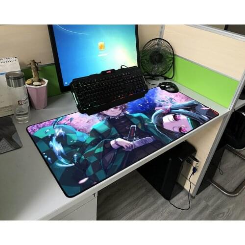 XL Anime Kimetsu Table Mat Yaiba High-definition Printing Computer Game Lock Edge Mouse Pad Xxl Keyboard Computer Pad Csgo 30x80