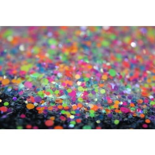 Beautiful Neon Dots Nail Glitter Mix, Craft Glitter, Crushed Ice & Hex