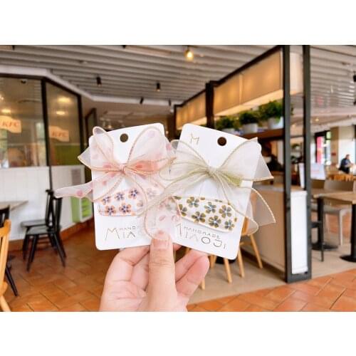 Fashion Girls Organza lace bow hairpin clip set handmade PU snap bang side clip hair deco accessories