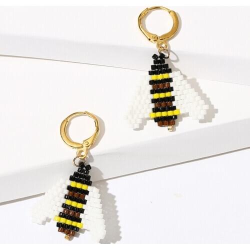 Boho Fashion Insect Bee Stud Earrings For Women Girls Accessories Gifts Trendy Handmade Glass Beaded Miyuki Earrings Jewelry