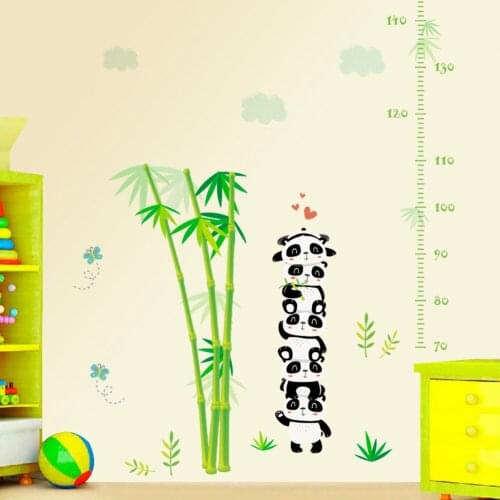 Cartoon Panda bamboo Measure Height Gauge Stickers Wall Stickers Kindergarten Kids Room Decor Children Height Ruler Stadiometer