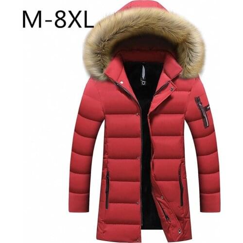 2021 Autumn and Winter Plus Velvet Big Cotton Jacket Mens Mid-Length Hooded Cotton Jacket Tide Warm Cotton Jacket Mens