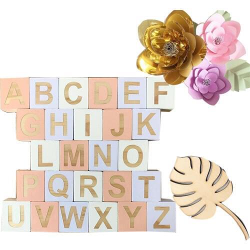 26Pc Wood Alphabet Number Blocks Set Kids Wooden Letter Building Blocks Craft Early Learning Educational Toys Baby Room Decor