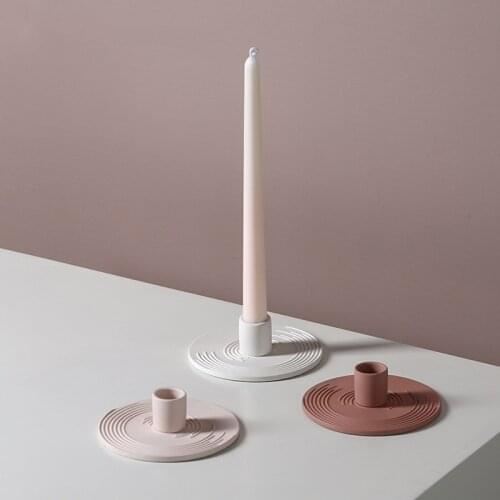 Simplicity Round Candle Holder Home Supplies Ceramic Candlestick Ornaments Candle Night Decorations Wedding Decoration Crafts