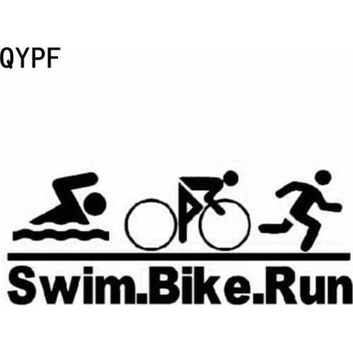 QYPF 20.3cm*8cm Swim Bike Run Car Styling Triathlon Vinyl Car Sticker S2-0043