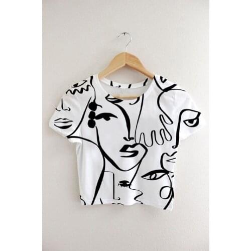 Custom Made your own designs Sublimation Print Art Faces Milk Silk Crop Tops