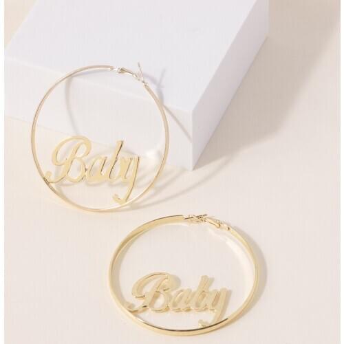 New Exaggerated Baby Lettered Big Hoop Earrings for Women Sexy Hip-hop Round Earring 2020 Statement Fashion Jewelry Dropshipping