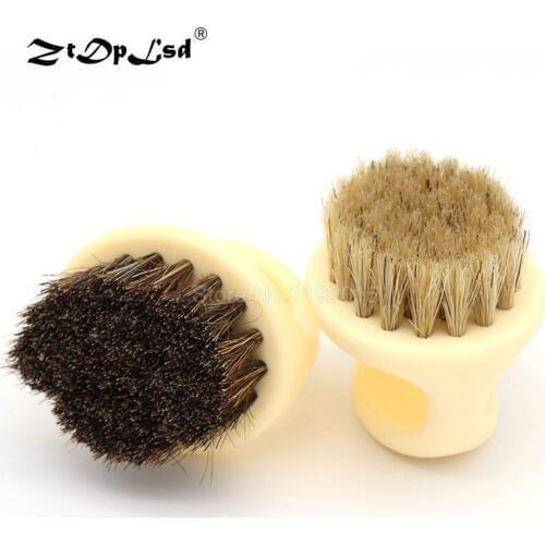 1Pcs Portable Round Shaped Horse Hair Brush Leather Shoes Shine Care Cleaning Polishing Dusting Home Cleaner Tools Professional