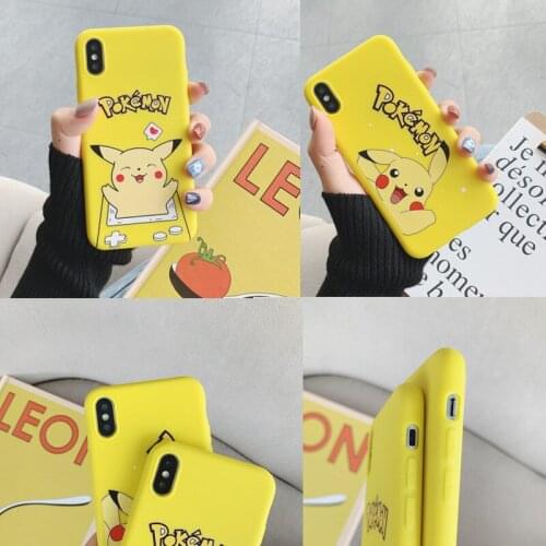 Pokemon Pikachu Cartoon Silicone Frosted Phone Case for IPhone 7 8Plus Xr 11 12 Promax Personality Creative Anti-drop Shockproof