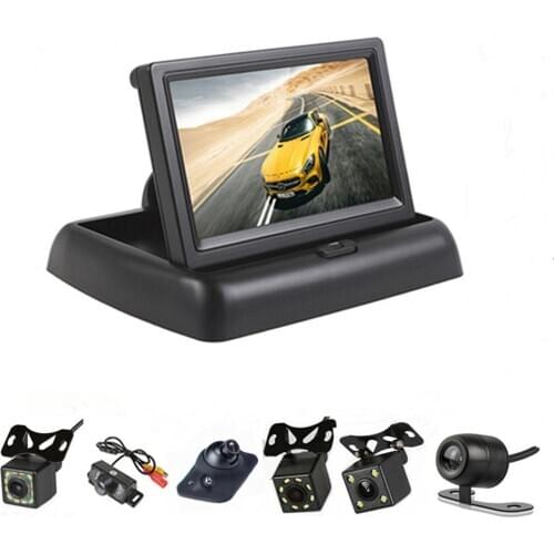 Foldable design 4.3 inch TFT LCD Car monitor Rearview reversing parking monitor,Rearview camera optional