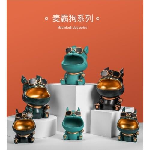 7.5 Inch Crown Dog with Big Mouth Sunglasses Dog Entrance Key Storage,Desktop Decor,Candy Storage Box,Wedding Gifts