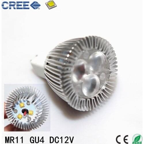 Super Bright MR11 GU4 3W 3x1W CREE LED Spotlights Dimmable DC12V Warm White Cold White GU4 LED Bulb Lamps Free Shipping