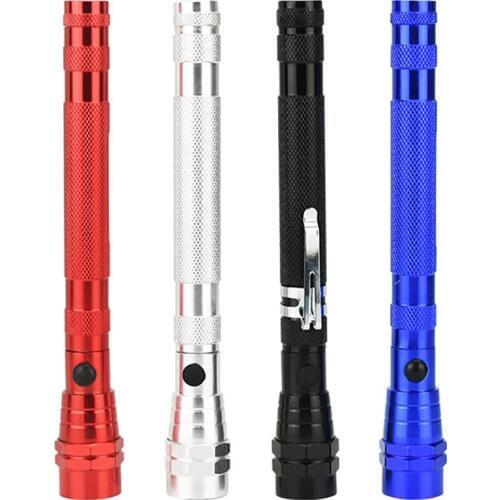 Telescopic LED Working Light Flexible Neck Flashlight with Double Magnet Battery Powered Small Light Torch Car Repair, Home Use