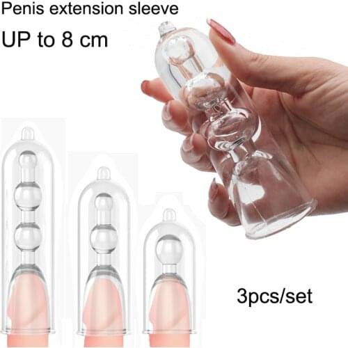 Penis Extension Sleeve Up To 8cm Male Penis Enlarger Condoms Reusable Penis Enlargement Extender Big Cock Adult Sex Toys for Men