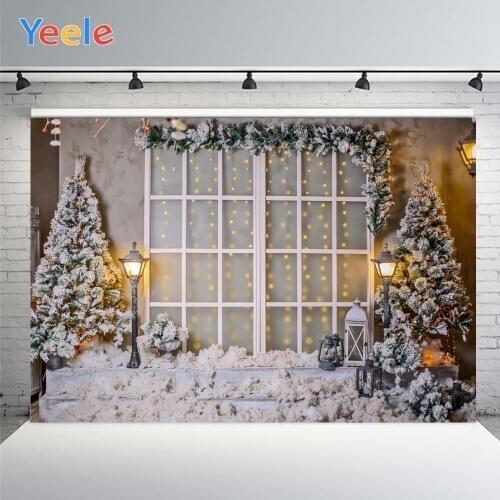 Yeele Christmas Photo Background Photophone Snow Window And Trees Photography Backdrops Studio Shoots for Decor Customized Size