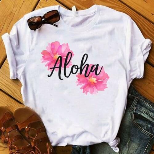Fashion Women T Womens Camper Life Aloha Flower Floral Print Graphic Tee Shirt Femme Top Tshirt Female Ladies Clothes T-shirt