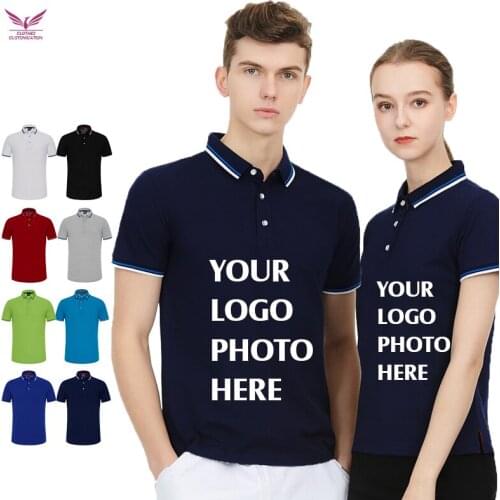 Custom LOGO womens T-shirt summer lapel mens shirt DIY photo polo T-shirt brand company work clothes custom clothes T-shirt