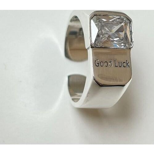 VENTFILLE 925 Sterling Silver Goodluck Zircon Personality Women Geometric Irregular Ring