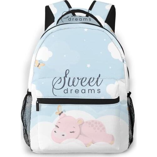 Women Backpack Kids School Bag for Teenage Girls Sleeping Hippopotamus Female Laptop Notebook Bagpack Travel Back Pack 2021