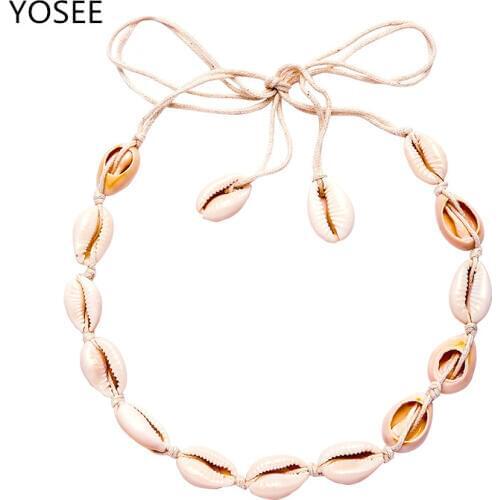 Hot Conch Seashell Necklace Women Jewelry Summer Beach Shell Choker Bohemian Rope Cowrie Beaded Necklaces Handmade Collar