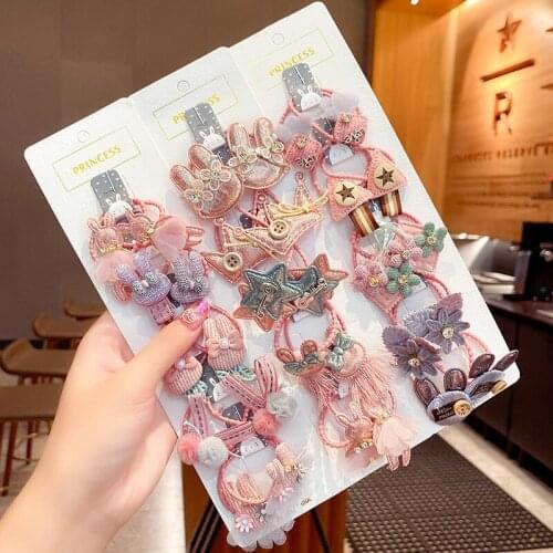 10 Pcs/Set Hair Bands Flower Crown Baby Girls Headband Rubber Band Elastic Kids Ponytail Holder Hair Ring Baby Hair Accessories