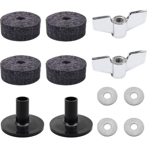 12 Pcs/set Drum Kit Cymbal Soft Round Felt Pad Wing Nut Washers Drum Set Assembly Accessories Drum Accessories