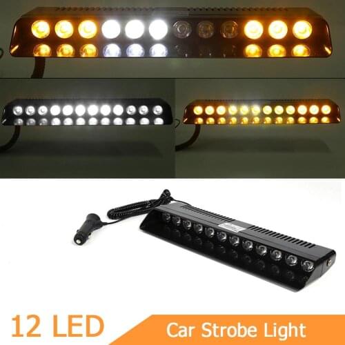 12LED Strobe Light Car Front Windshield Suction Cup Emergency Flash Warning Lamp Pc Black Case With Installation Kit