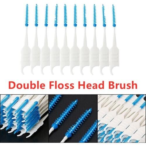 20/40PCS Double Floss Head Hygiene Dental Silicone Interdental Brush Toothpick Hot Sale Teeth Care Cleaning Supplies