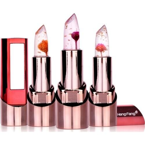 3 Colors Beauty Bright Flower Crystal Jelly Lipstick Magic Temperature Change Color lipstick lip Balm Makeup Lipgloss