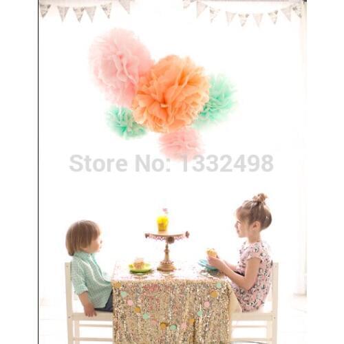 4'' Tissue Paper Pom Poms Artificial flowers honeycomb flower paper garland lantern For Wedding Baby Party Decorations 100 pcs