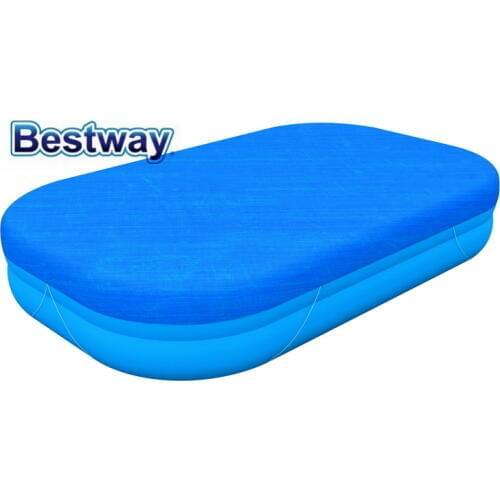 58319 Bestway 262x175x51cm Pool Cover With Rubber Bands 8'7"x69"x20" PE Pool Lid With Drain Holes To Prevent Water Accumulating