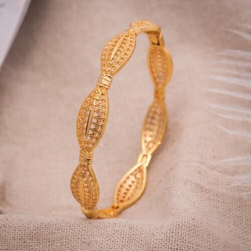 Annayoyo 1Pcs Women Girl Bangles Gold Color Jewelry Bangles Ethiopian Bride Wedding Dubai Bracelet Party wedding Gifts