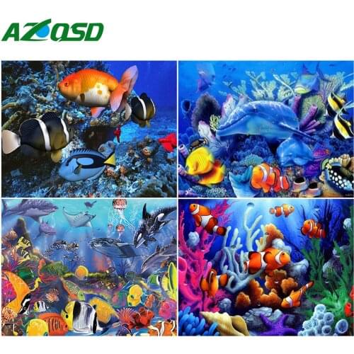 AZQSD Unframe Oil Painting By Numbers Sea Drawing On Canvas Acrylic Paint Pictures By Numbers Animal Decor For Home
