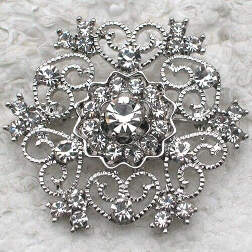 Clear Rhinestone Flower Pin brooches C455 A