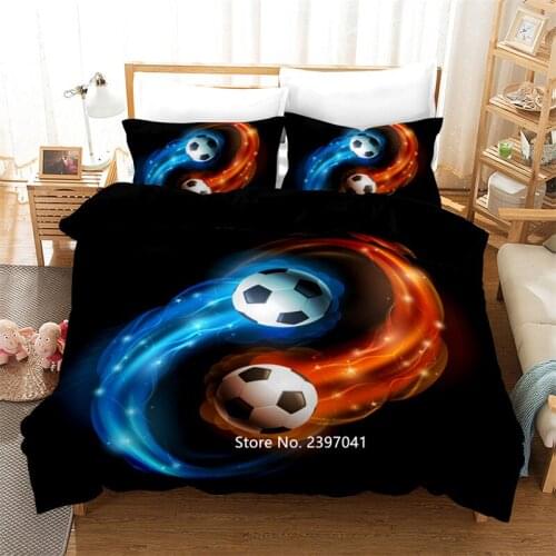 Home Textile Knitwear Soccer Cartoon Bedding Set Boy Bedroom Decorative 2-3 Pieces Down Pillowcase Quilt Cover Fun Gift for Kids