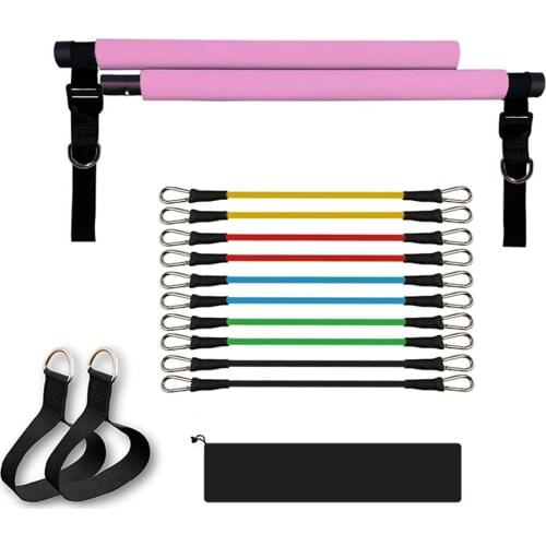 Pilates Bar Exercise Stick Set Adjustable Buckle Fitness Pilates Stick Bar With Resistance Bands Crossfits Yoga Ftiness Equipmen