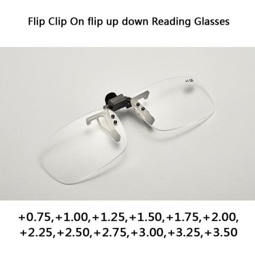 Flip Clip On flip up down Reading Glasses Magnifier Men Women Flip Clip Presbyopic Glasses Rimless Portable Hyperopia Spectacles