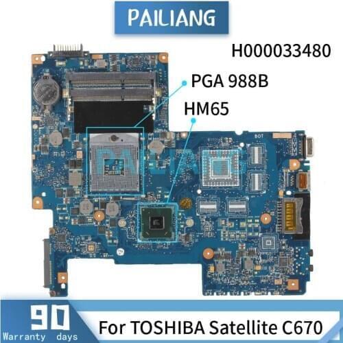 H000033480 For TOSHIBA Satellite C670 Mainboard HM65 Laptop motherboard DDR3 tested OK