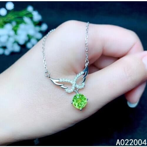 KJJEAXCMY Fine Jewelry 925 Sterling Silver inlaid Natural Peridot Female Pendant Necklace luxury Support Detection