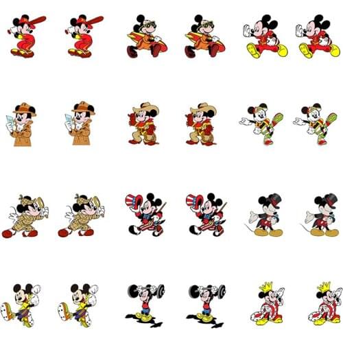Disney Mickey Baseball Skateboard Sled Play Style Cute And Interesting Epoxy Resin Ear Clip New Ear Clip Earring